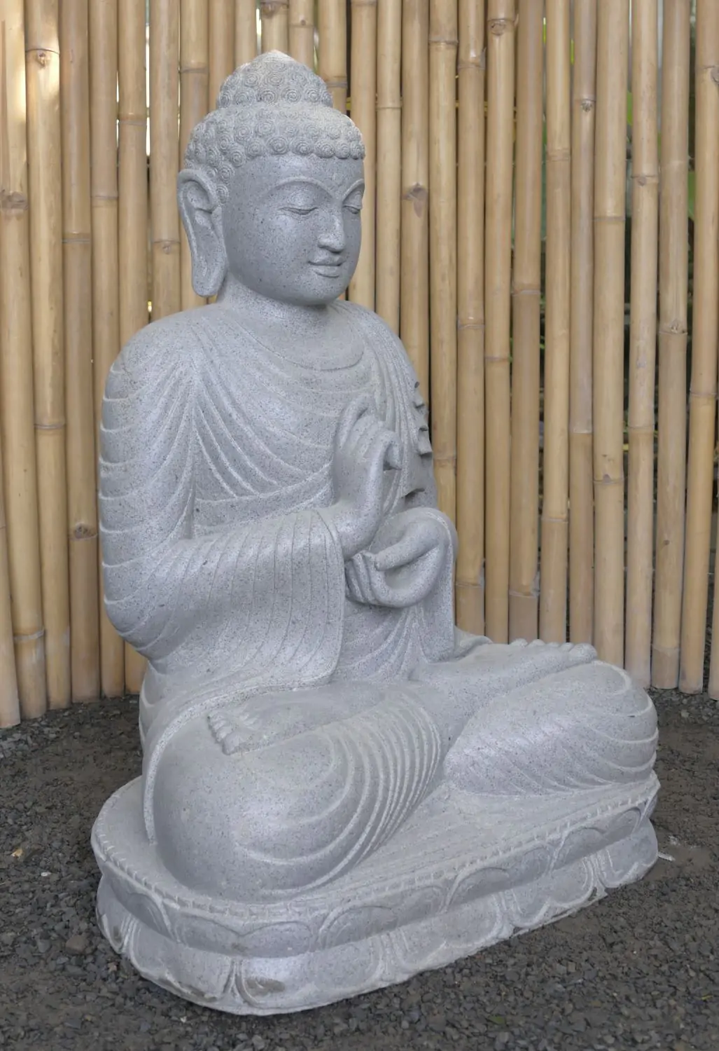  Product image 8 of the product “Seated Buddha, position Dharmachakra, 70 x 54 x 100 cm, riverstone grey ”